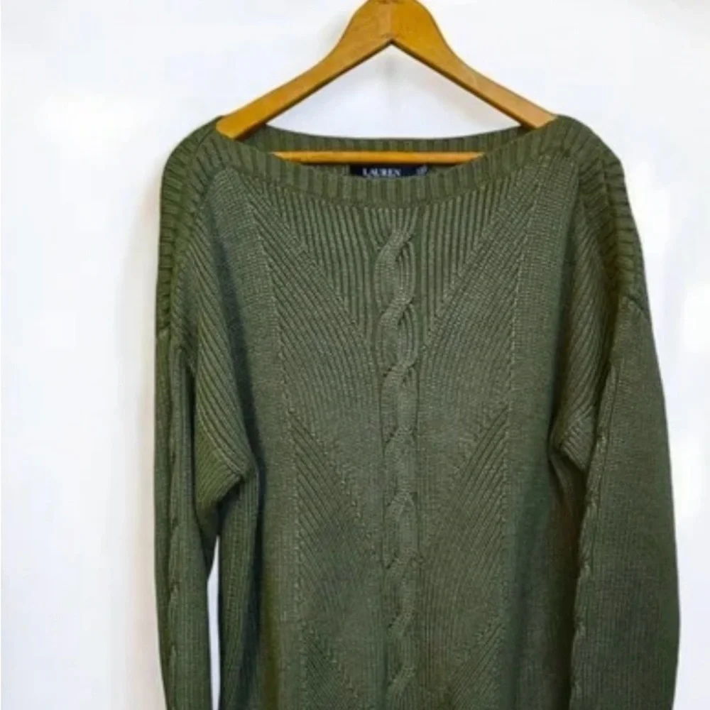 Lauren Ralph Lauren 'Brayan' Cable-Knit Sweater in Olive Fern aso Meghan Markle - Picture 2 of 6